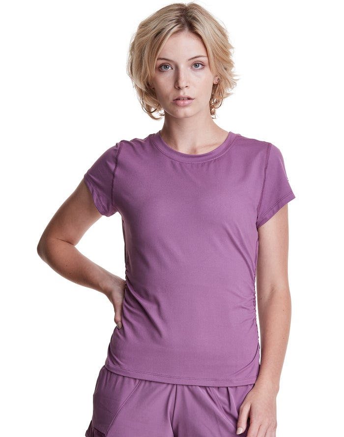 Champion Womens T-Shirt NZ - Soft Touch Ruched Side Purple ( 2390-EWFMR )